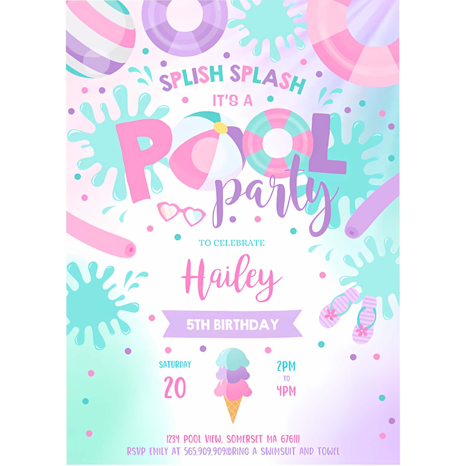 Pool party invitation pool birthday party invitation swimming pool birthday summer pool party 4