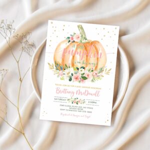 Pumpkin baby shower invitation editable girl pumpkin baby shower invites fall autumn invitations 1
