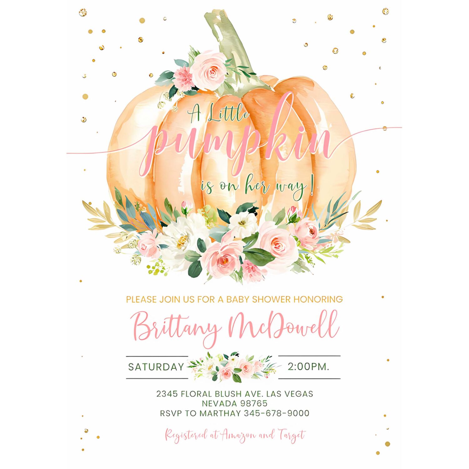 Pumpkin baby shower invitation editable girl pumpkin baby shower invites fall autumn invitations 4