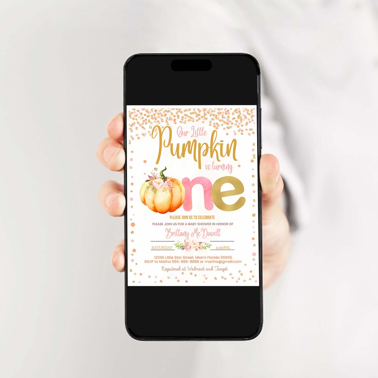 Pumpkin first birthday invitation little pumpkin invitations fall autumn 1st birthday invites 2