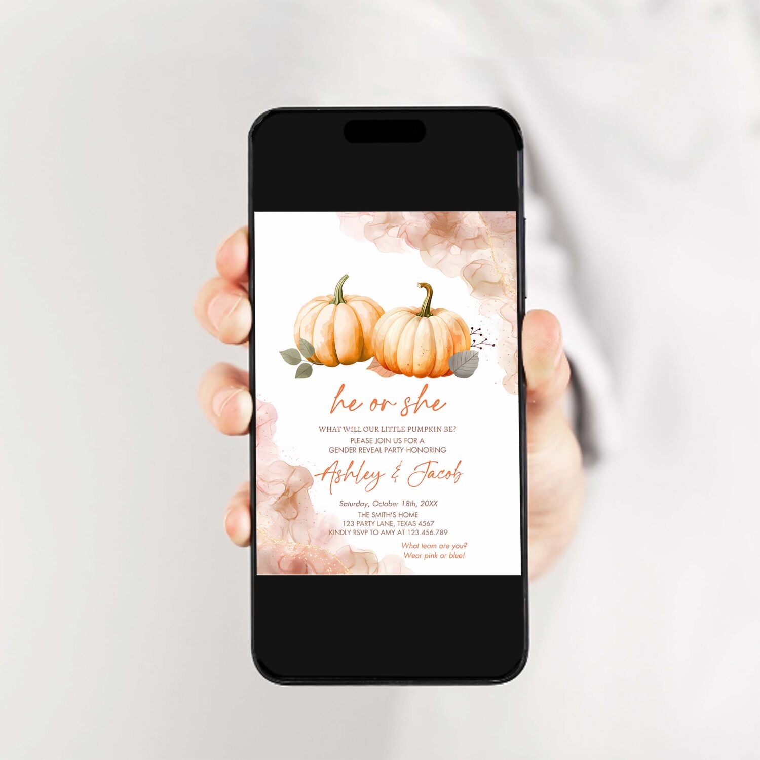 Pumpkin gender reveal invitation he or she gender neutral boy or girl little pumpkin fall boho autumn halloween 2