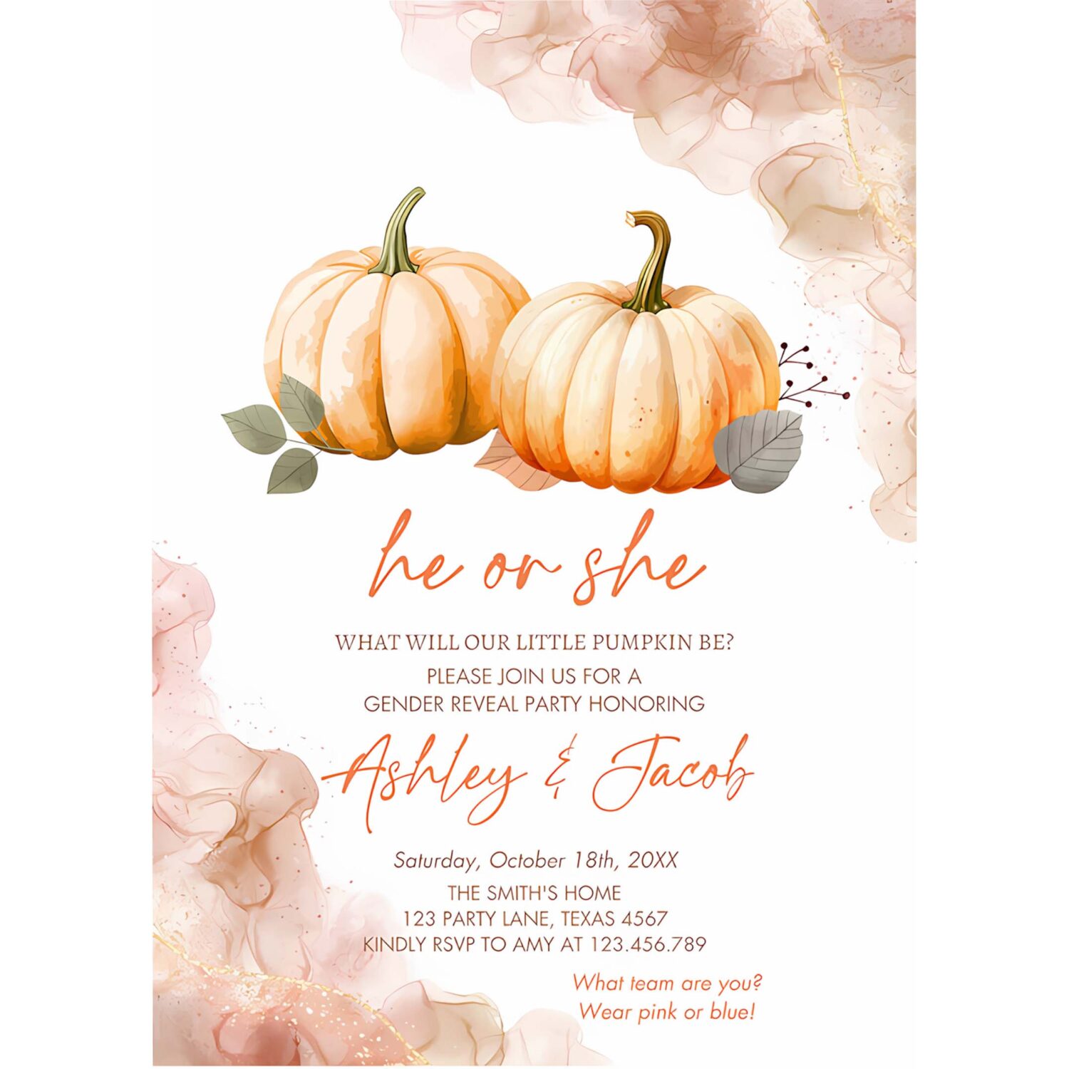 Pumpkin gender reveal invitation he or she gender neutral boy or girl little pumpkin fall boho autumn halloween 4