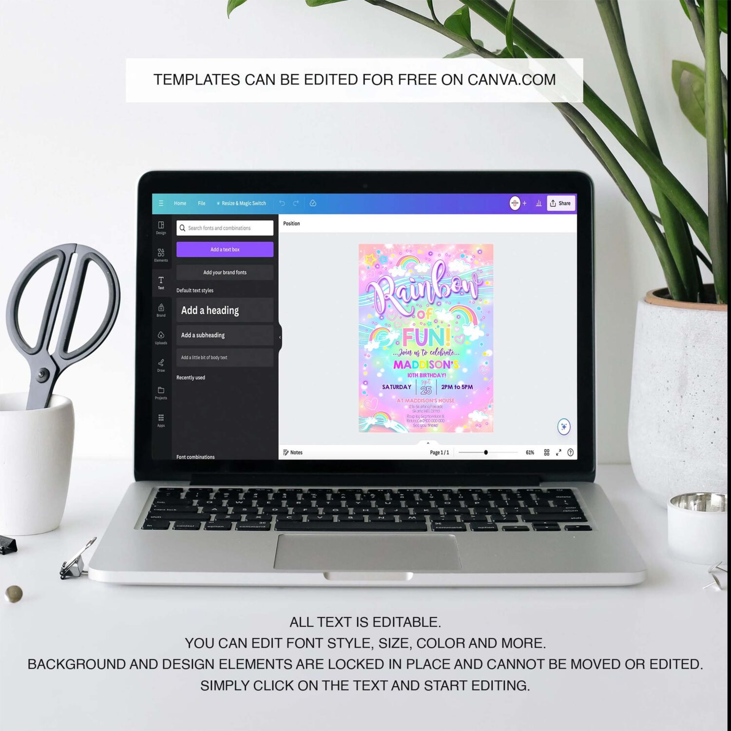 Rainbow cloud invitation rainbow neon party invitation 3