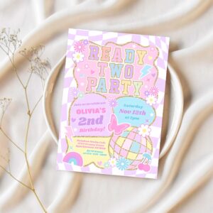 Ready two party groovy preppy varsity 2nd birthday invitation v87i 1