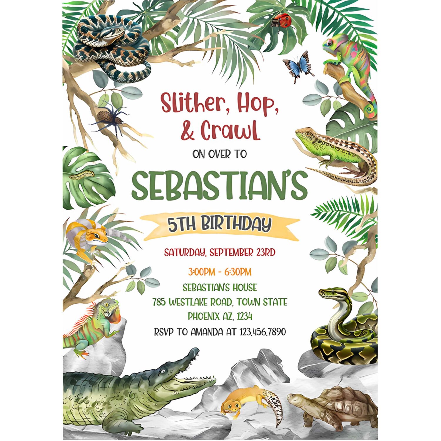 Reptile birthday invitation reptile invitation reptile party birthday invitation 4