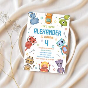 Robot birthday invitation robot birthday invitation robot invitation 1