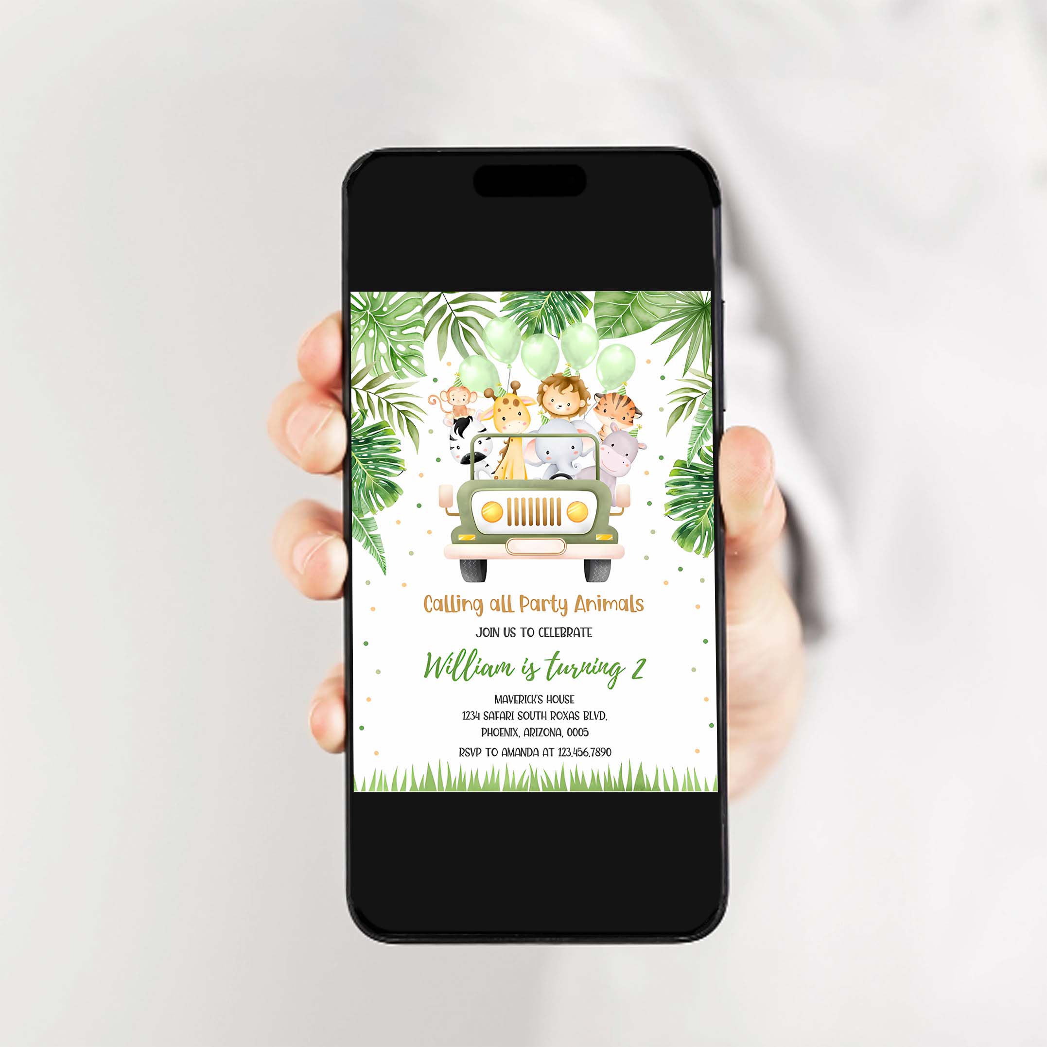 Safari Birthday Invitation Wild One 1st Birthday Invite Jungle Animals invitations