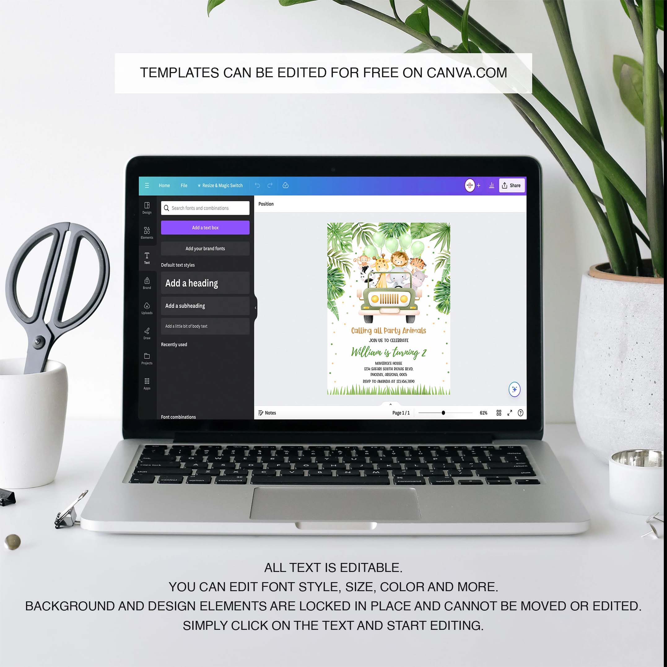 Safari Birthday Invitation Wild One 1st Birthday Invite Jungle Animals invitations