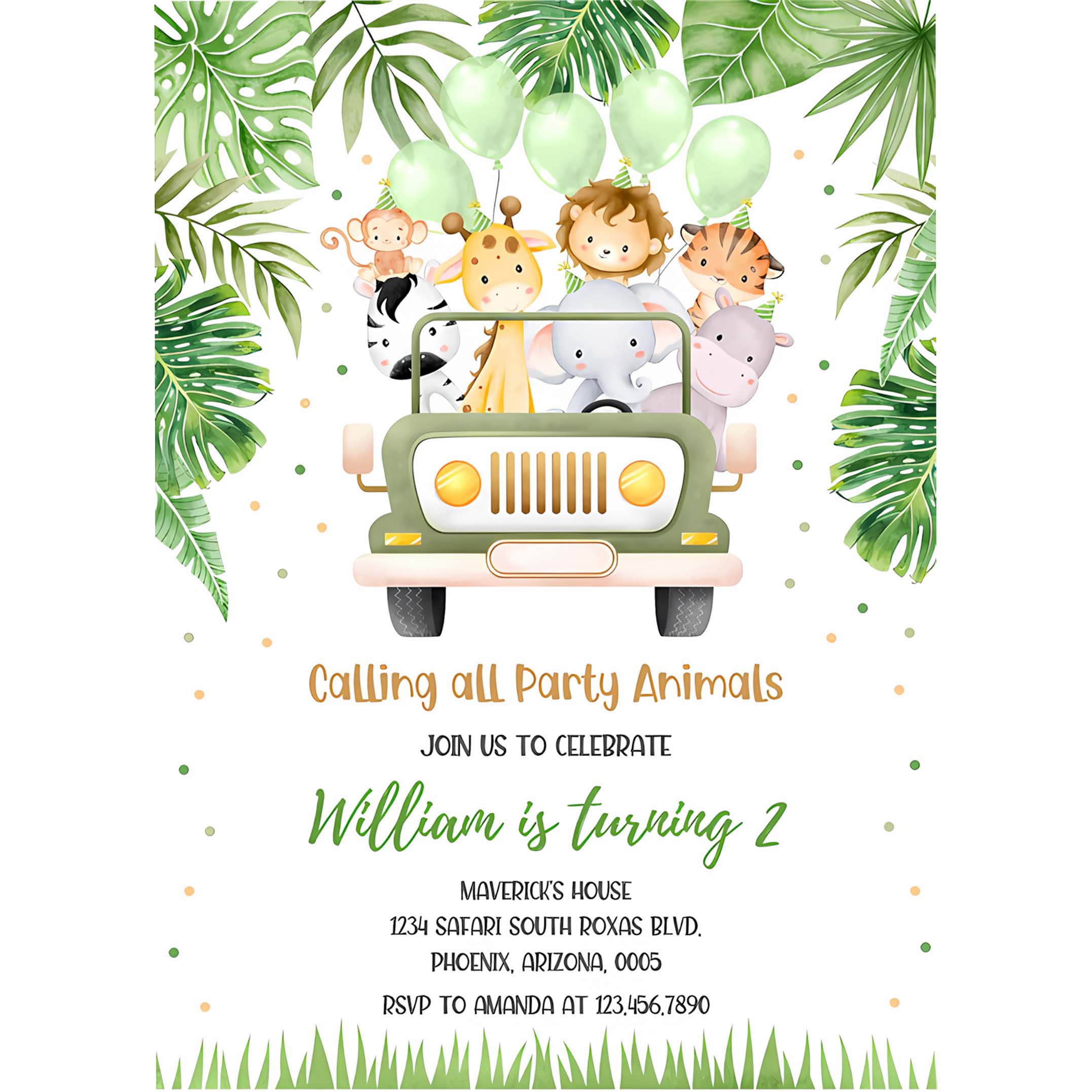 Safari Birthday Invitation Wild One 1st Birthday Invite Jungle Animals invitations