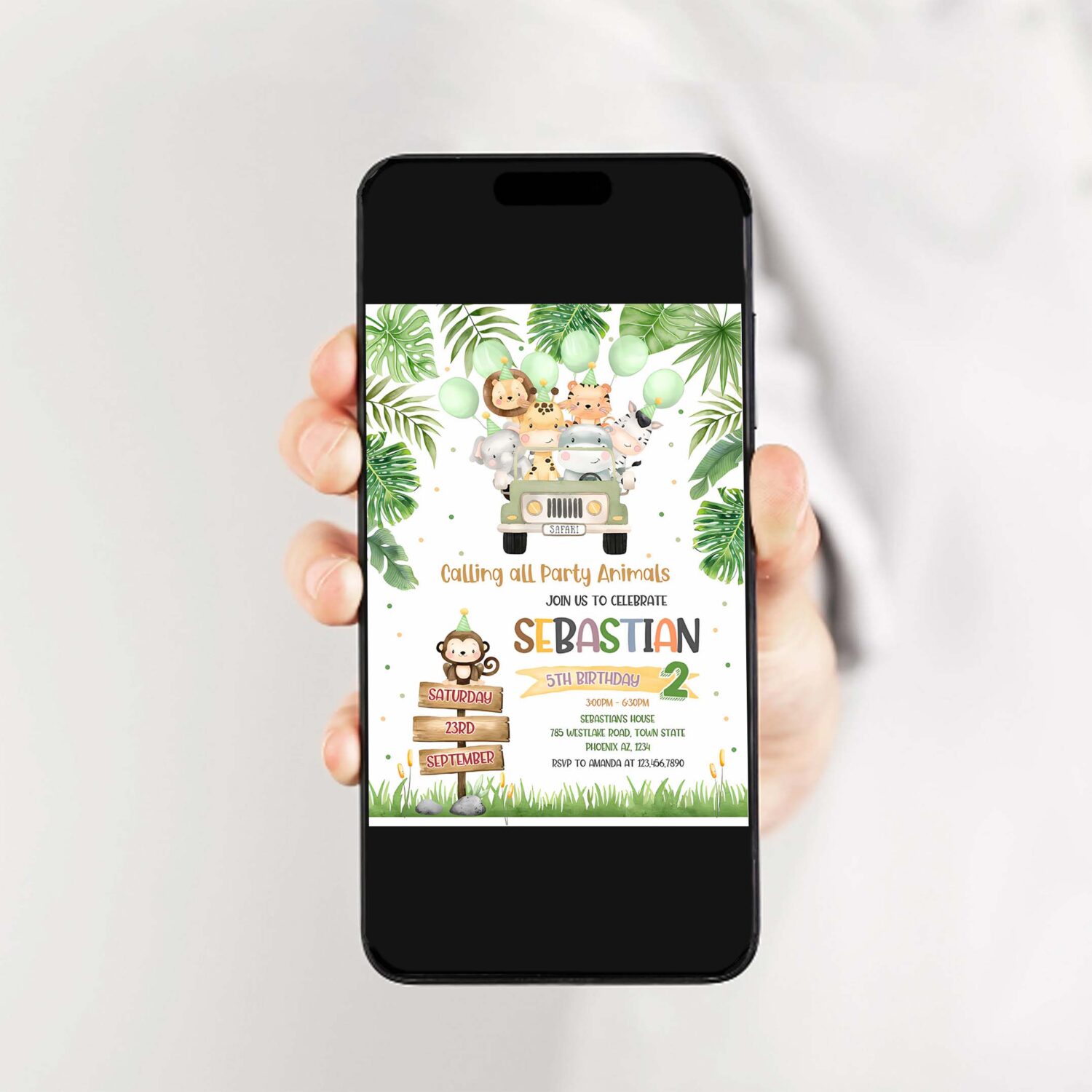 Safari birthday invitation wild one first birthday invite jungle animals invitations 2