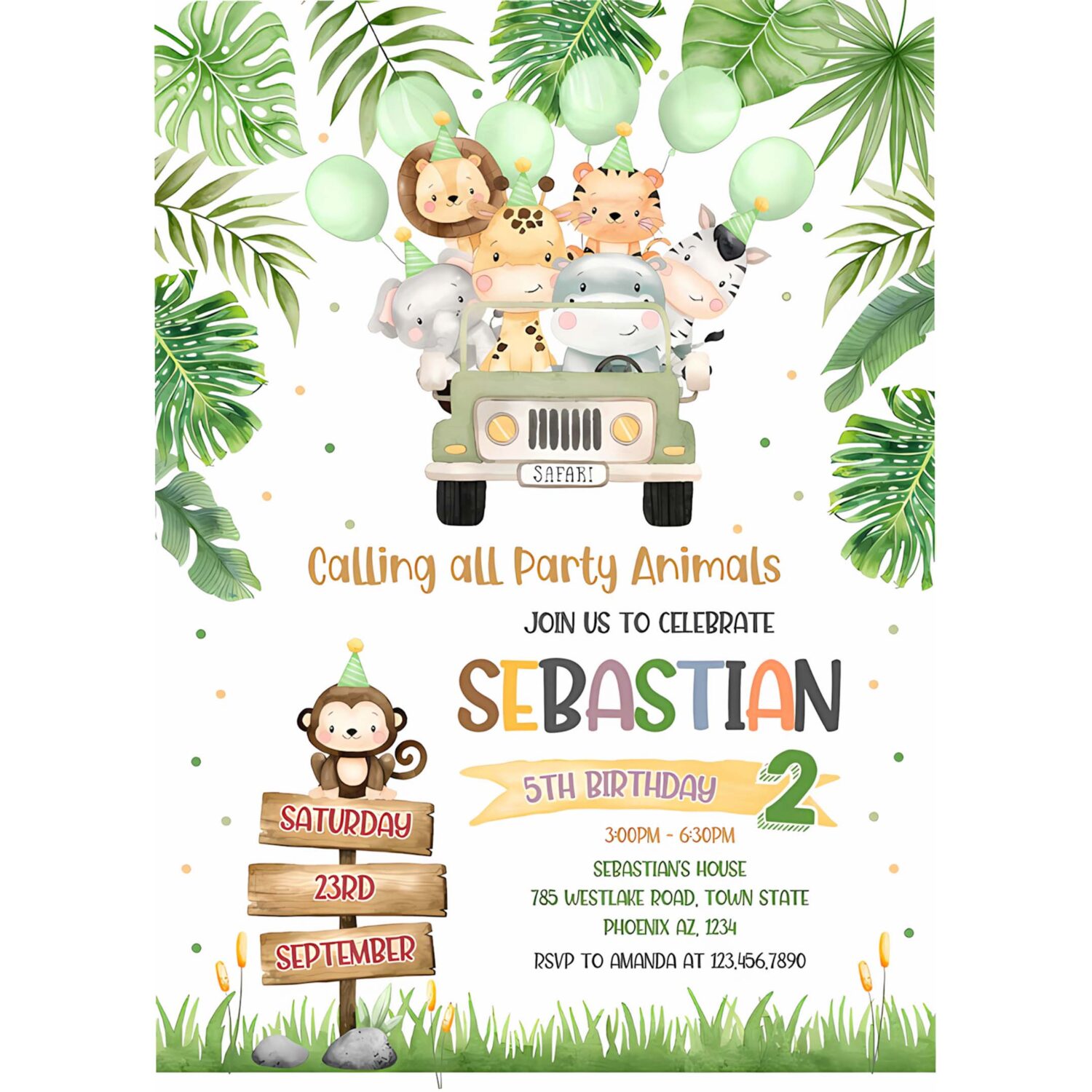 Safari birthday invitation wild one first birthday invite jungle animals invitations 4