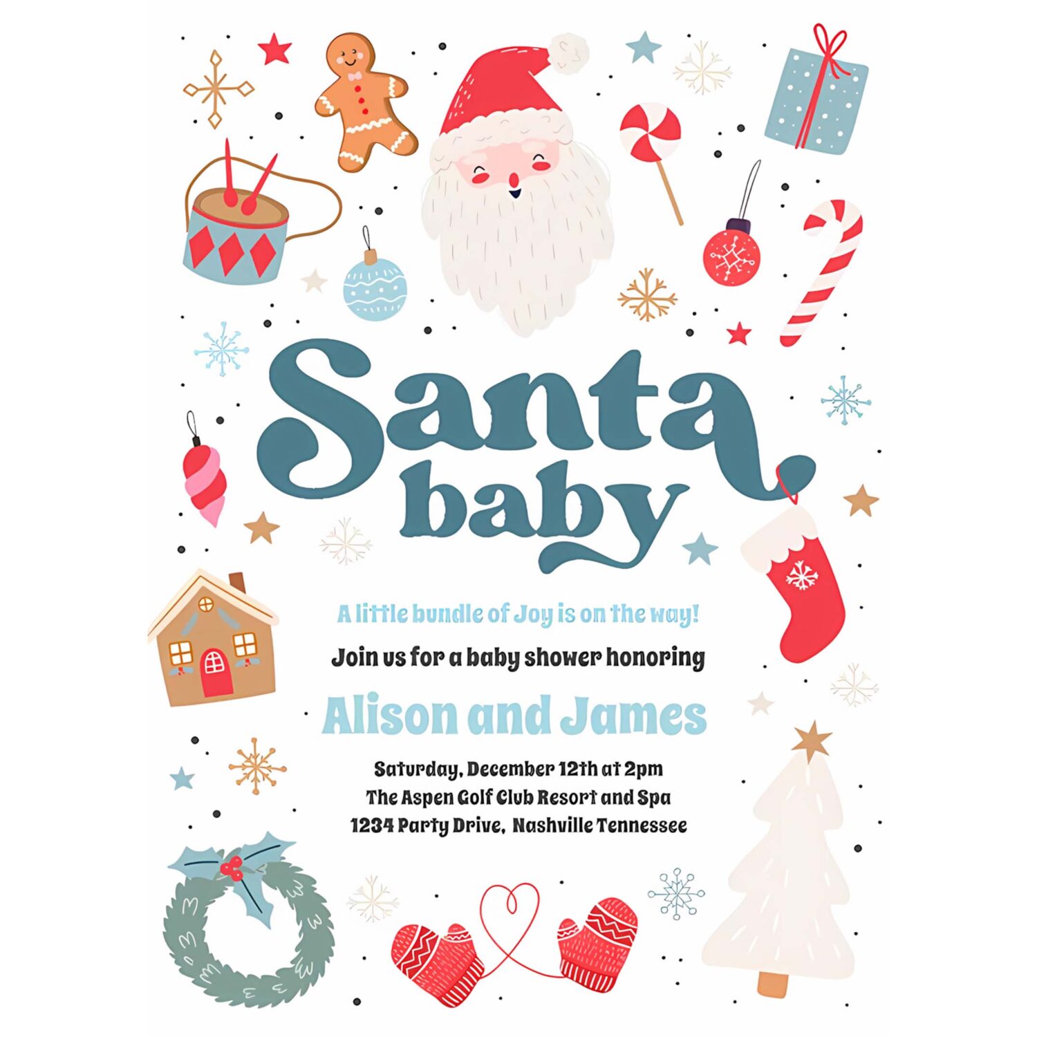 Santa baby blue and red christmas baby shower invitation k88k 4
