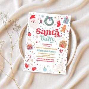 Santa baby blue boy christmas baby shower invitation j16p 1