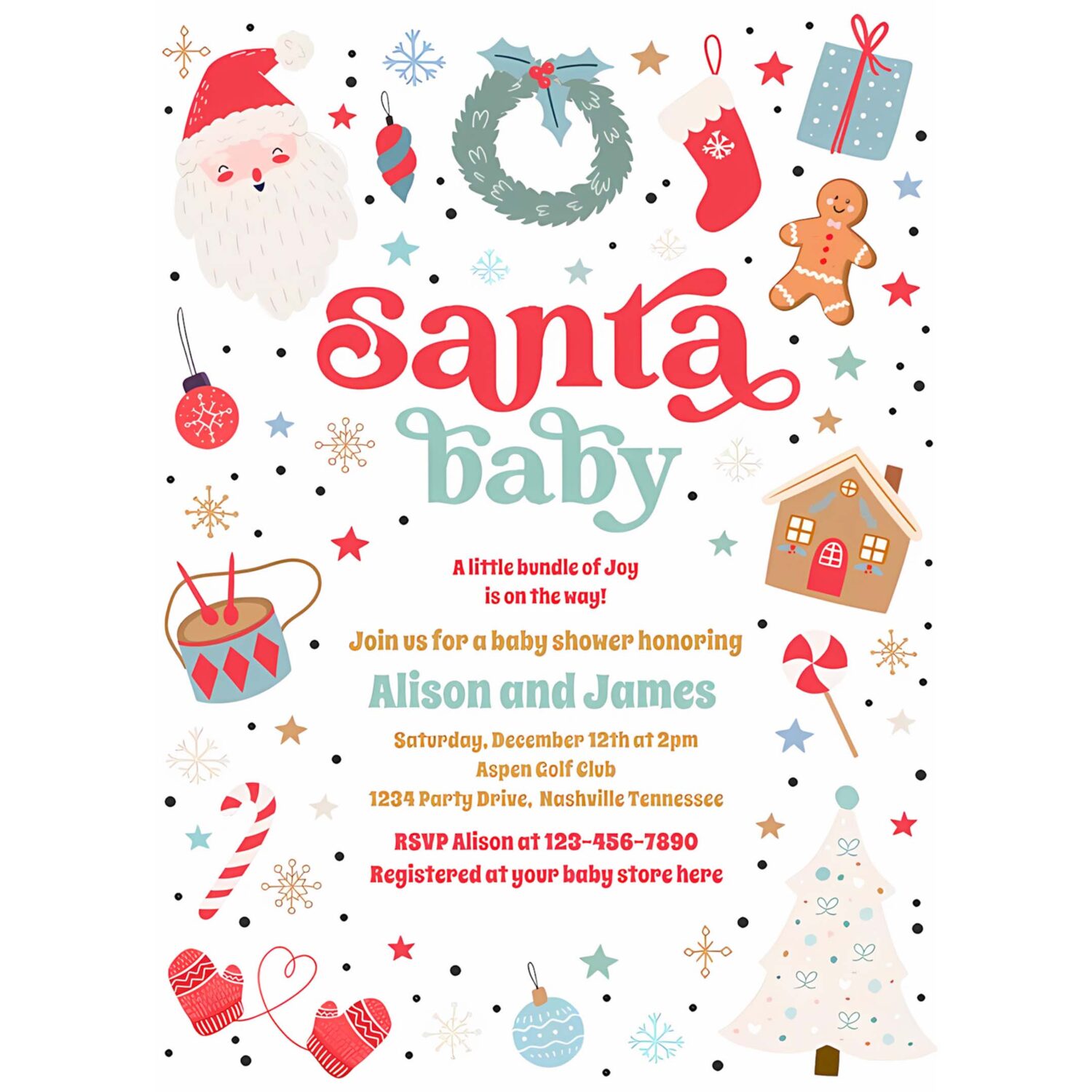 Santa baby blue boy christmas baby shower invitation j16p 4