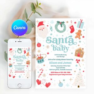 Santa Baby Invitation, Santa Baby Traditional Christmas Baby Shower Invitation