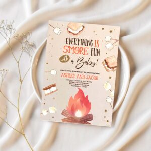 Smore baby shower invitation bonfire baby shower autumn couples shower invite fall smores 1
