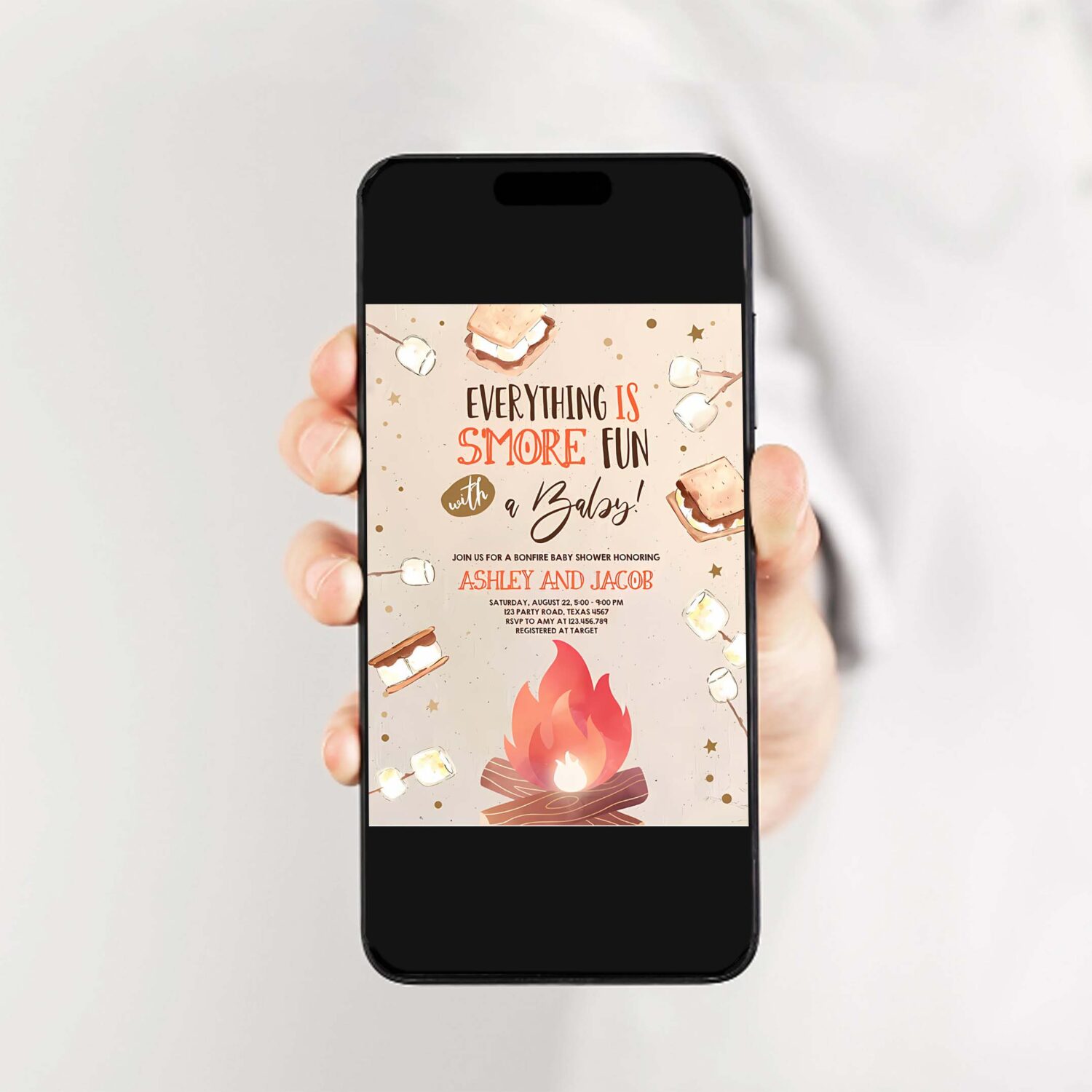 Smore baby shower invitation bonfire baby shower autumn couples shower invite fall smores 2