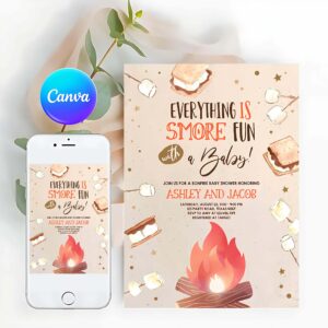Bonfire Invitation, S'more Baby Shower Invitation, Bonfire Baby Shower Autumn Couples Shower Invite Fall Smores