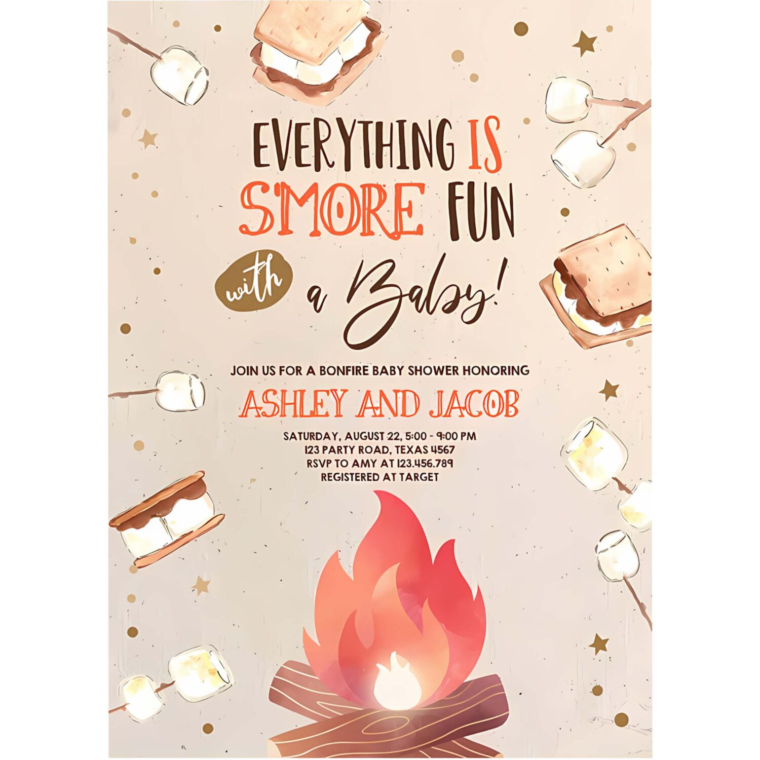 Smore baby shower invitation bonfire baby shower autumn couples shower invite fall smores 4