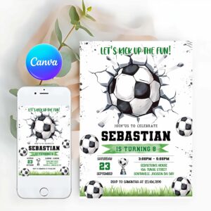Soccer Birthday Invitation, Soccer Birthday Invitation, Soccer Invitation