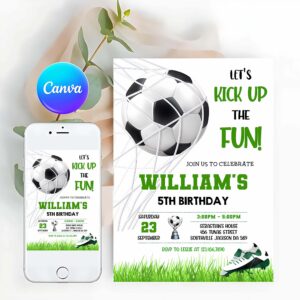 Soccer Birthday Invitation Template, Soccer Birthday Invitation, Soccer Invitation