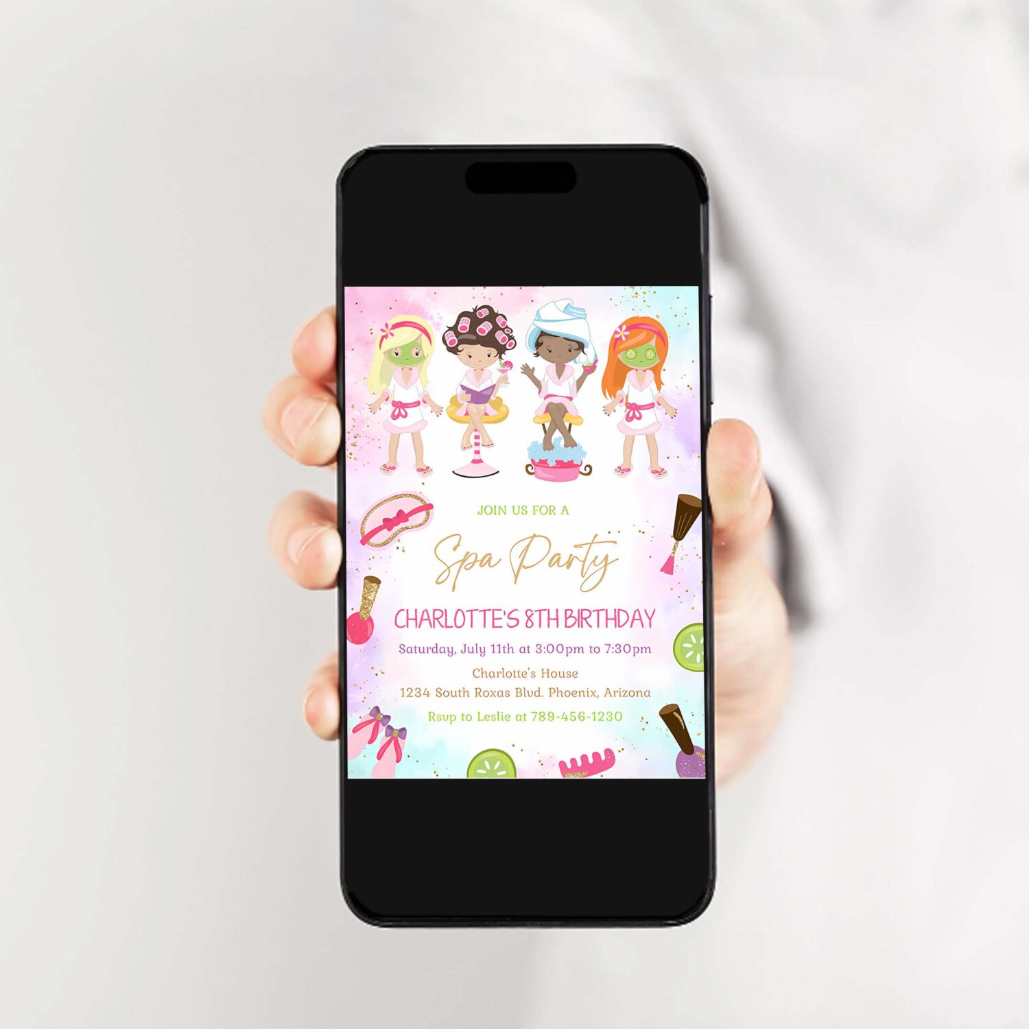 Spa party birthday invitation template printable spa party birthday invitation 2