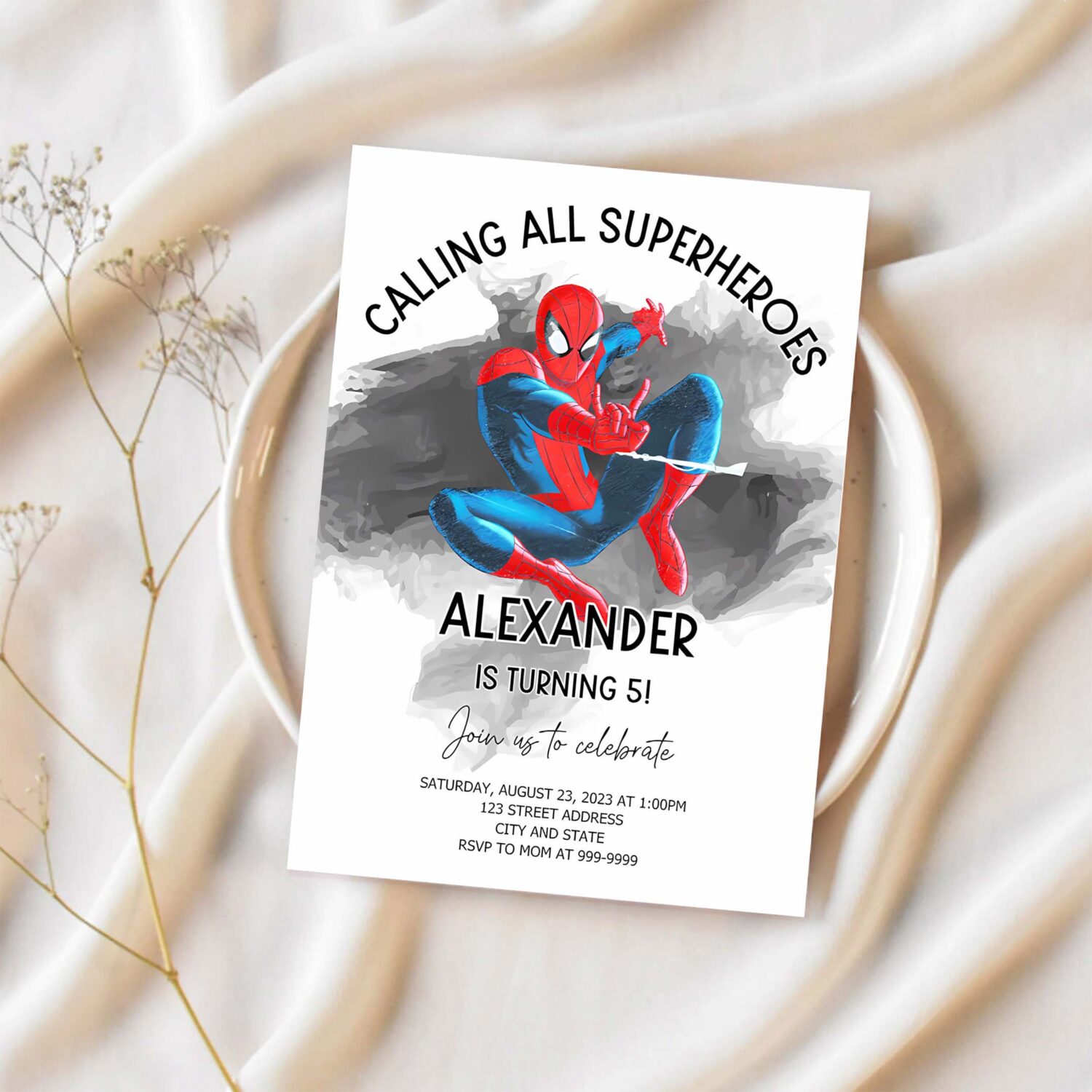 Spiderman invitation spiderman birthday invitation spiderman birthday invite 1