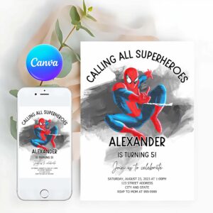 Spiderman Invitation, Spiderman Birthday Invitation, Spiderman Birthday Invite