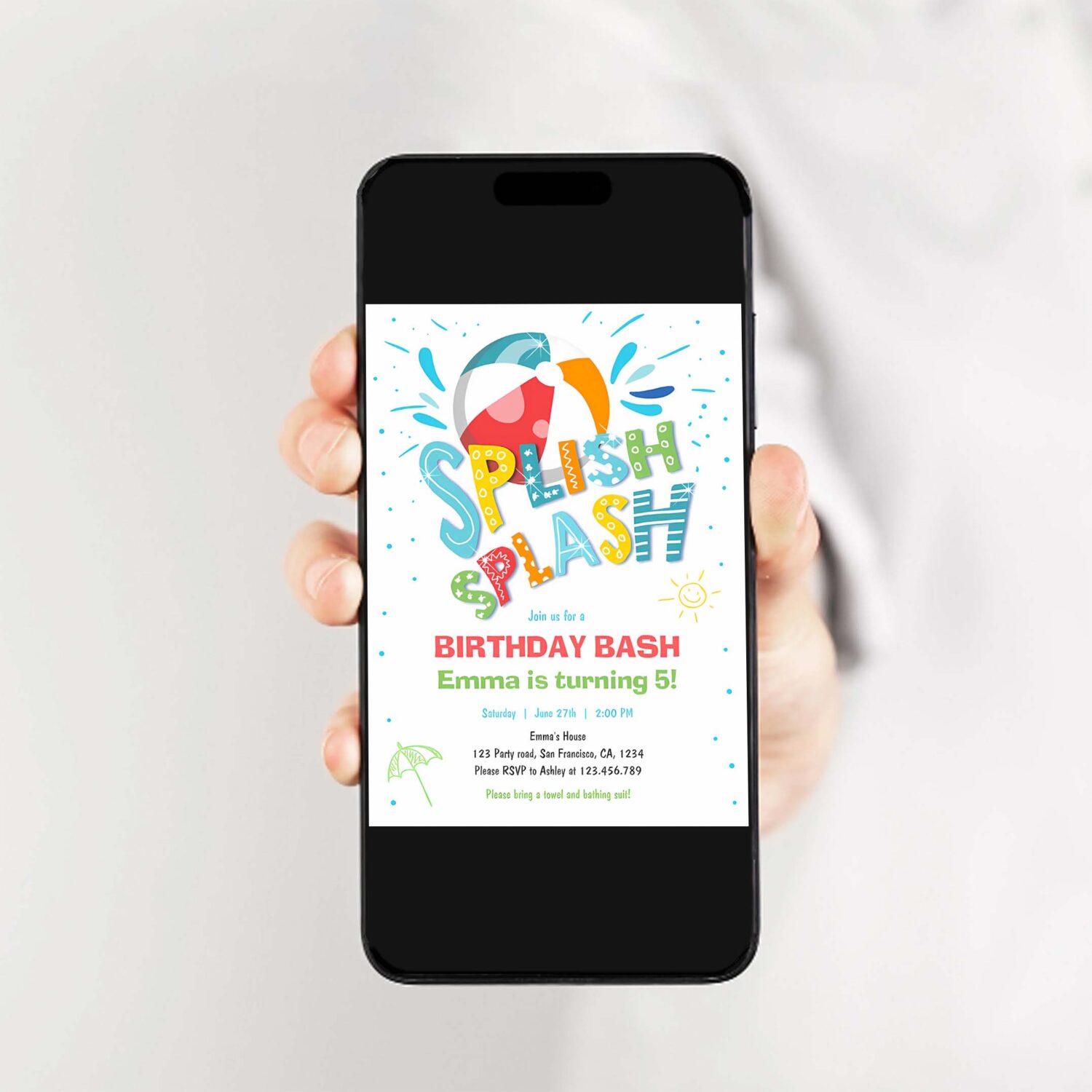 Splish splash birthday bash boy pool party invitation i32k 2