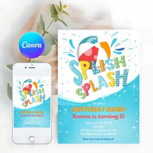 Splish Splash Invitation, Splish Splash Birthday Bash Boy Pool Party Invitation