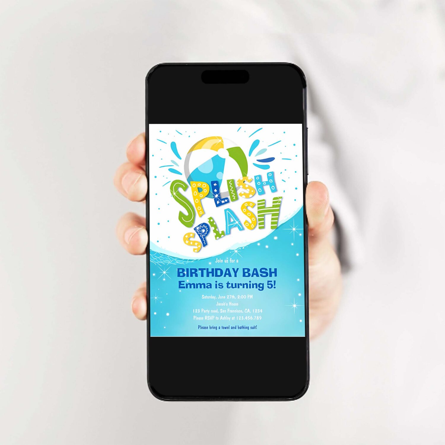 Splish splash birthday bash boy pool party invitation s35t 2