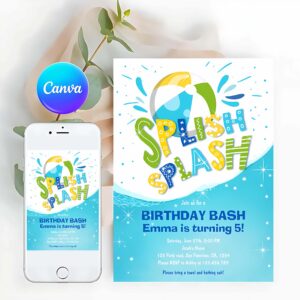 Splish Splash Invitation, Splish Splash Birthday Bash Boy Pool Party Invitation