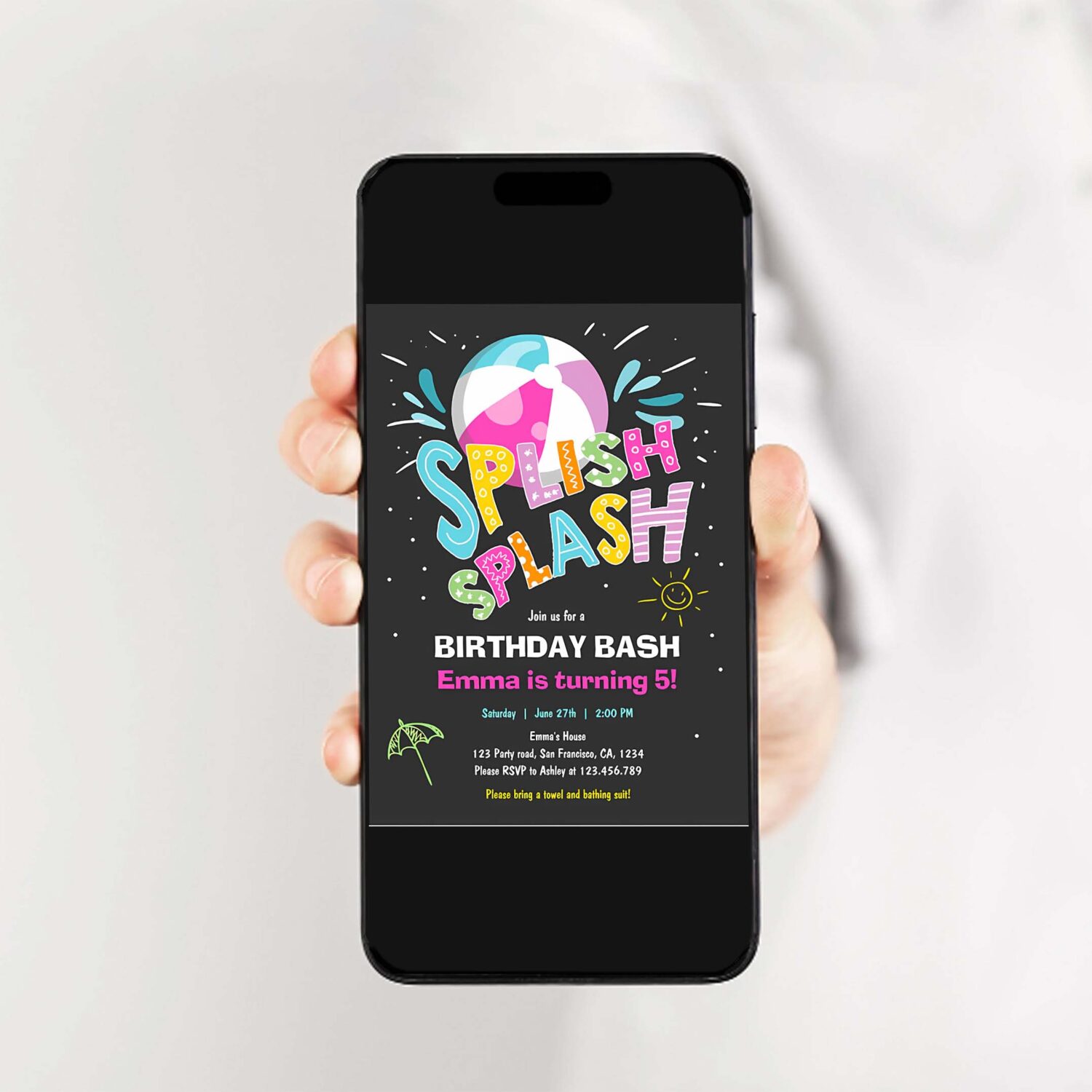 Splish splash birthday bash girl pool party invitation z96c 2