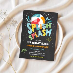 Splish splash birthday invitation pool party g52l 1