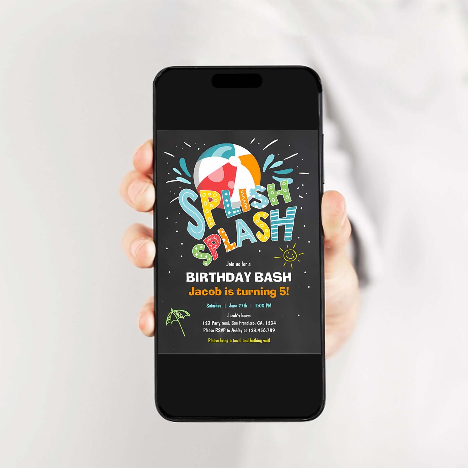 Splish splash birthday invitation pool party g52l 2