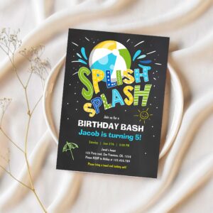 Splish splash birthday invitation pool party l60l 1