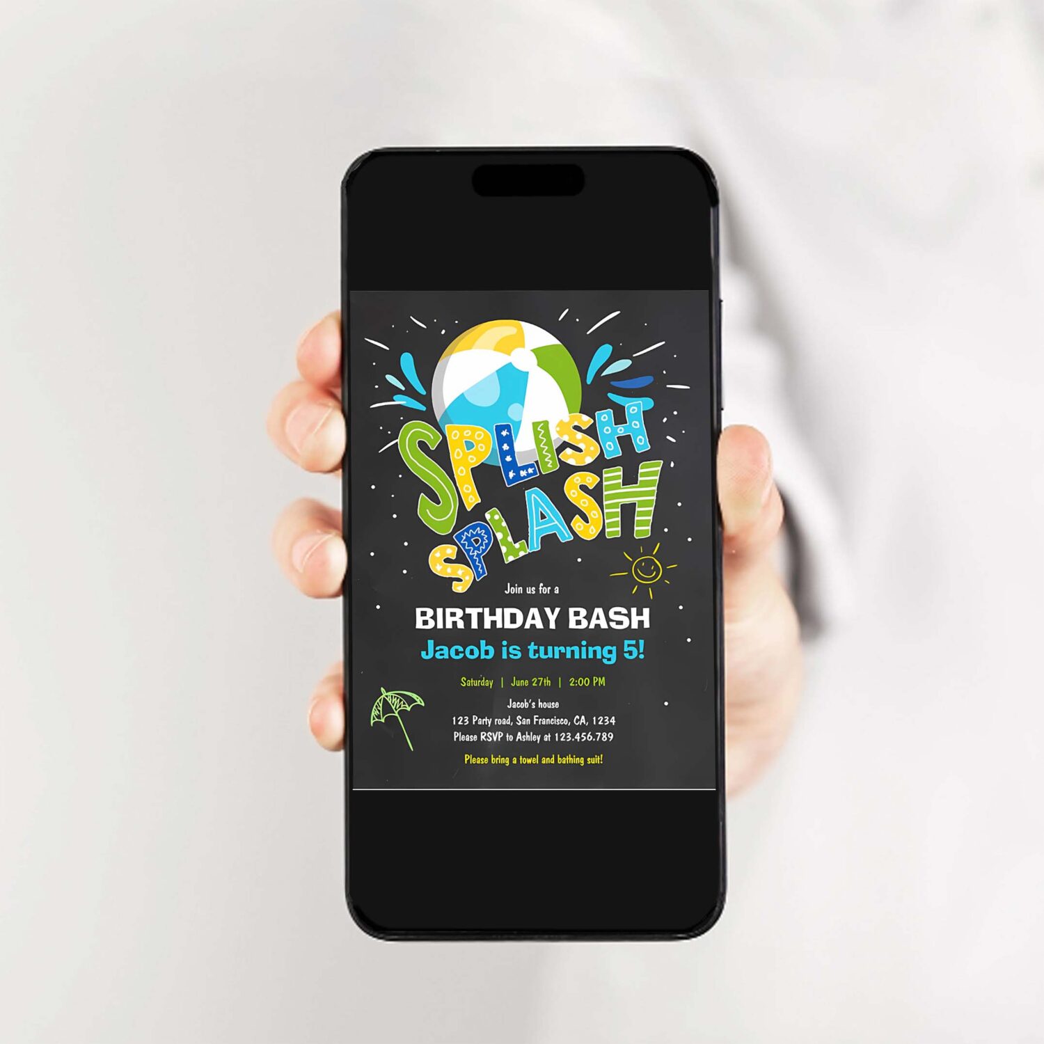 Splish splash birthday invitation pool party l60l 2