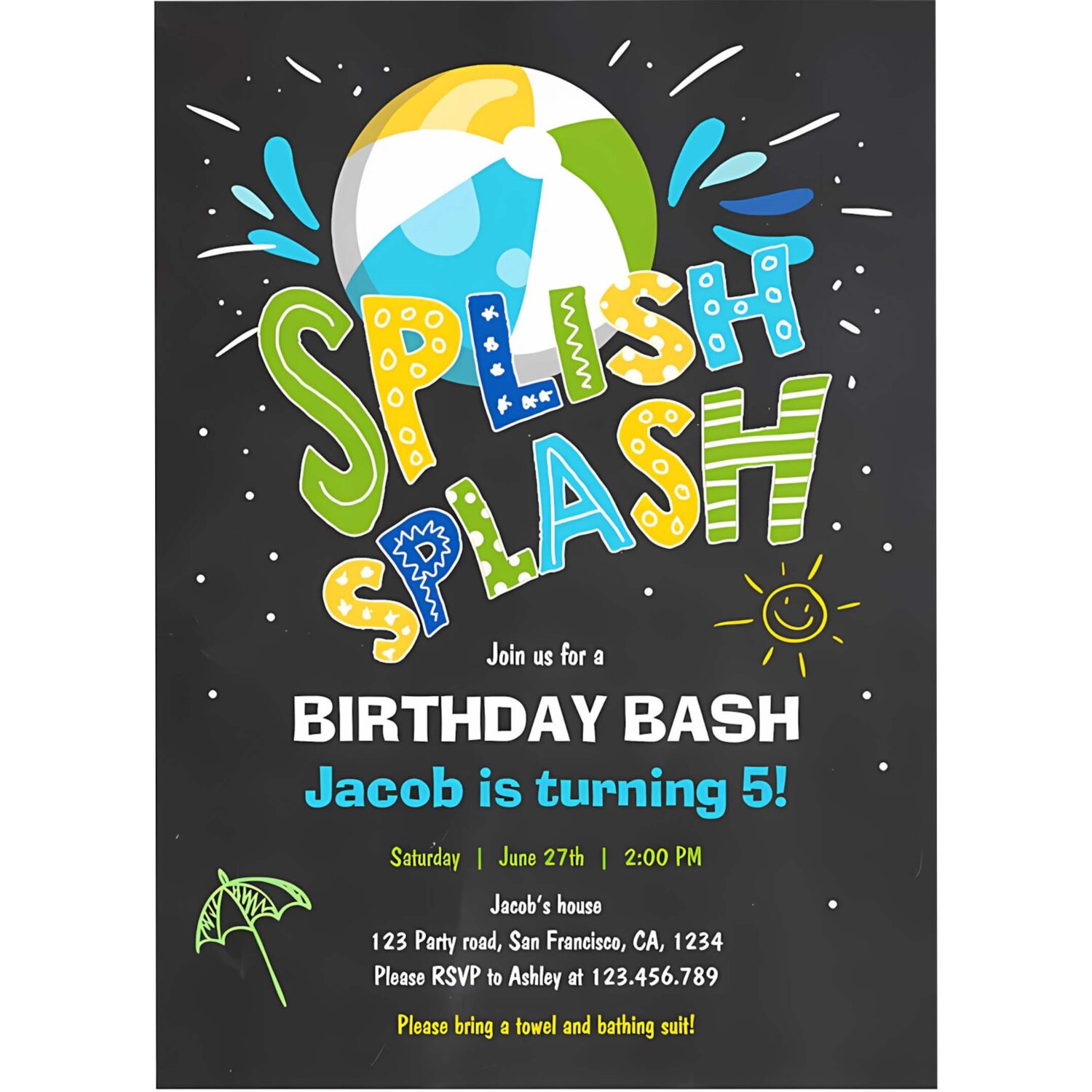 Splish splash birthday invitation pool party l60l 4