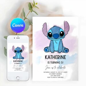 Stitch Birthday Invitation, Stitch Invitation, Stitch lilo Invitation, Stitch Birthday