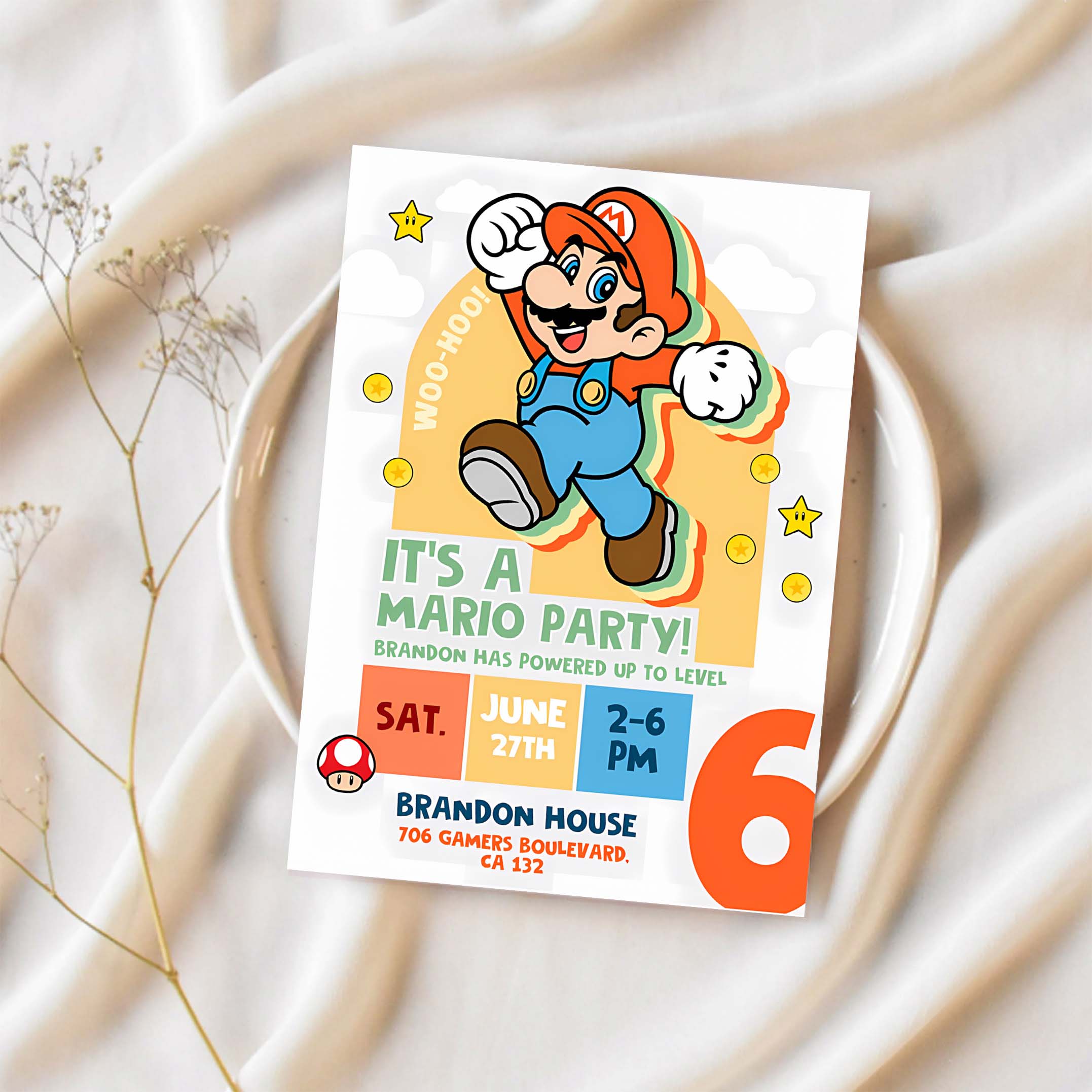 Super Mario Birthday Invitation Birthday Invitation Super Mario Invitation