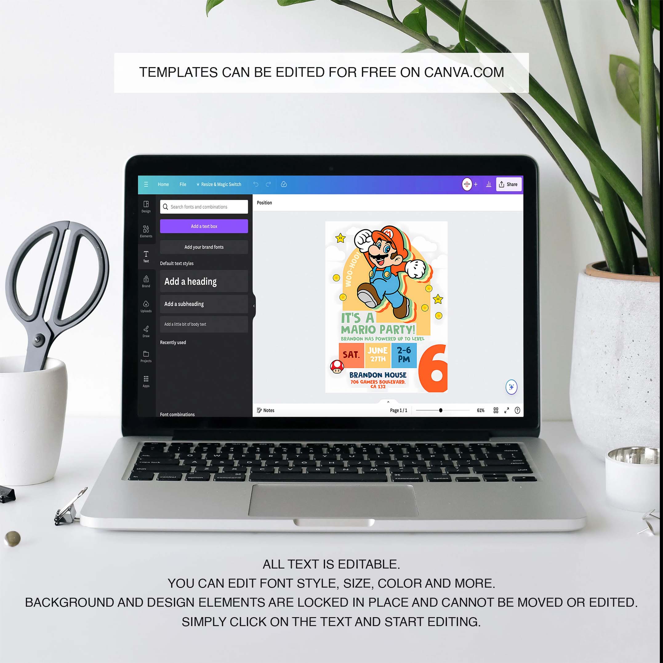 Super Mario Birthday Invitation Birthday Invitation Super Mario Invitation