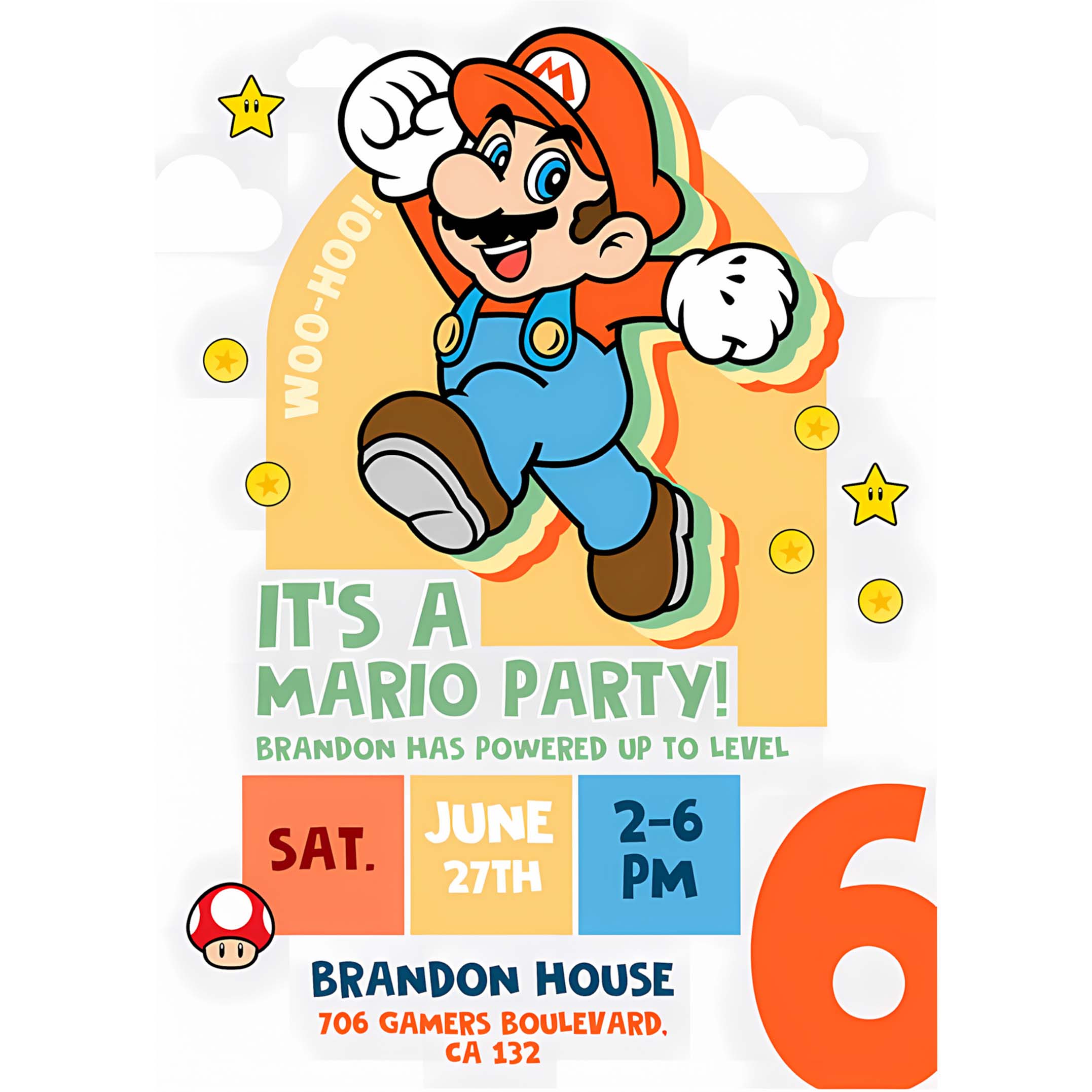Super Mario Birthday Invitation Birthday Invitation Super Mario Invitation