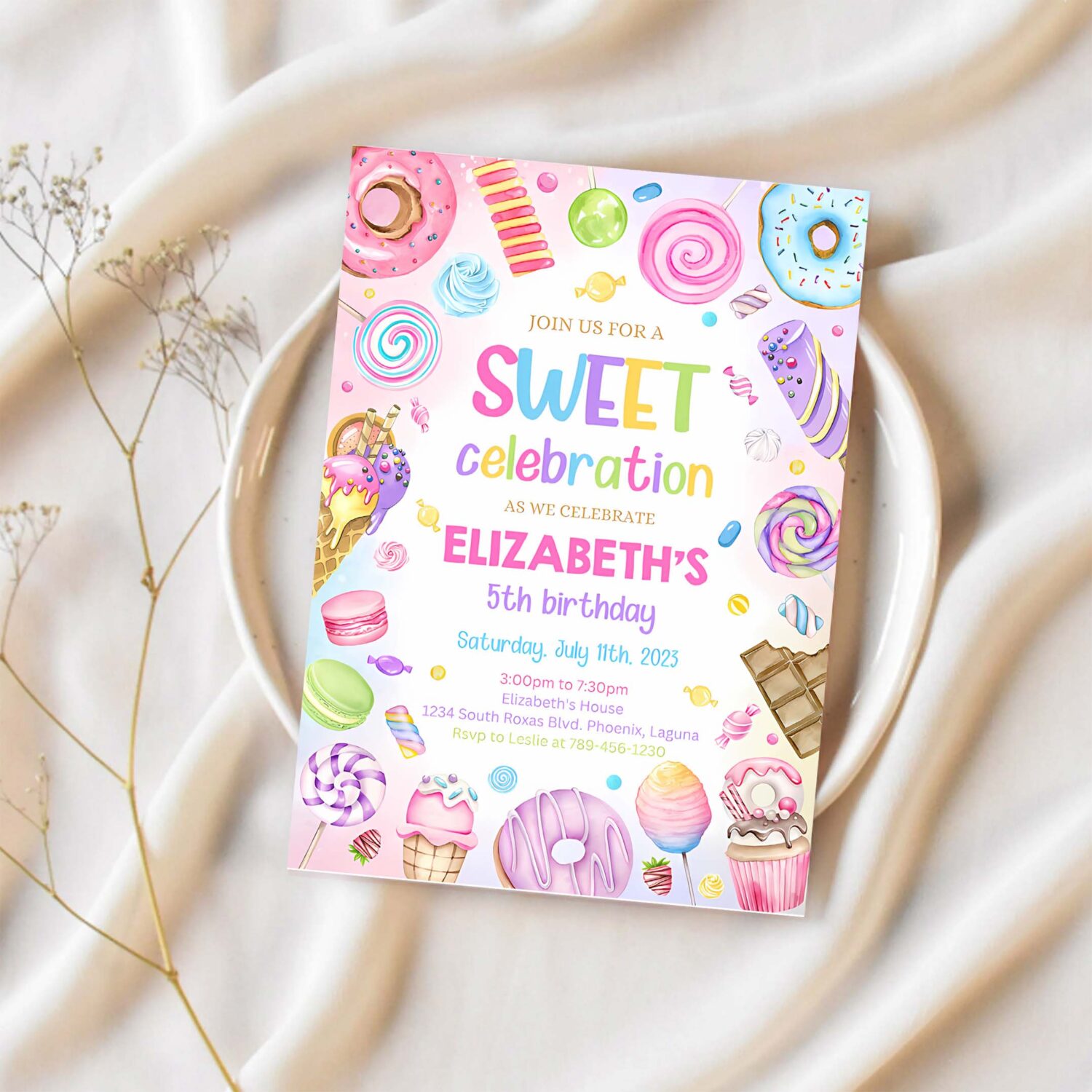 Sweets candy invitation sweet candy birthday invitation sweet celebration birthday invitation candy invitation editable template 1
