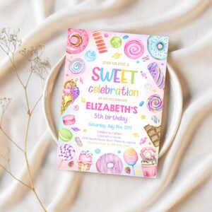 Sweets candy invitation sweet candy birthday invitation sweet celebration birthday invitation candy invitation editable template 1