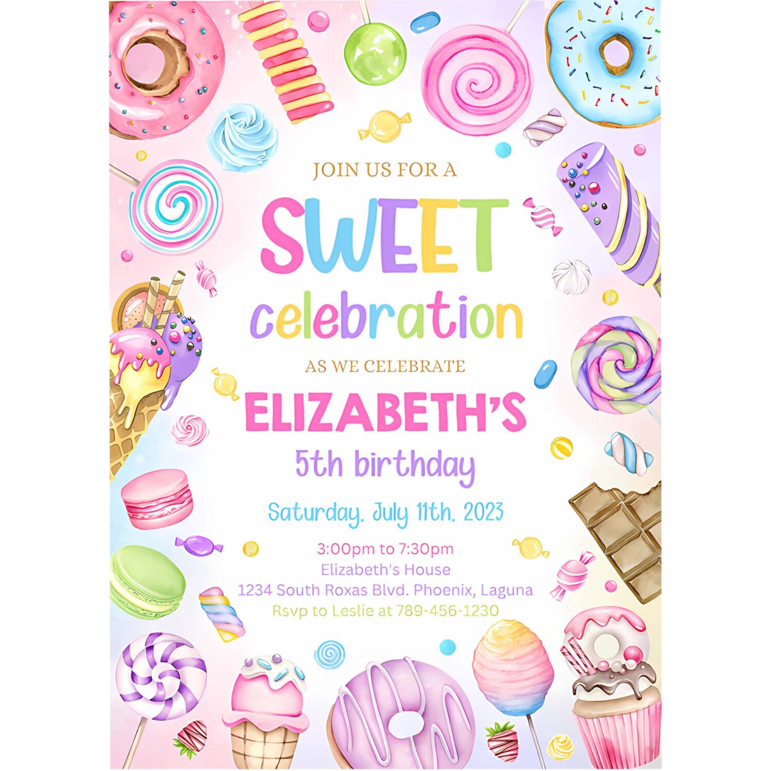 Sweets candy invitation sweet candy birthday invitation sweet celebration birthday invitation candy invitation editable template 4