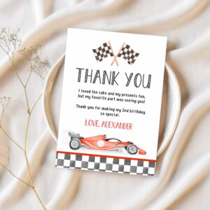 Two fast birthday thank you card racecar 2nd birthday note car racing car vintage racecar 1