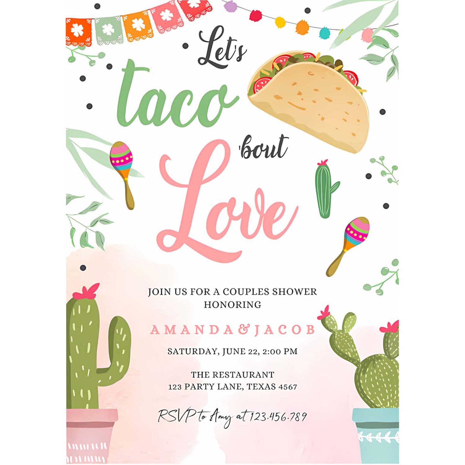 Taco bout love fiesta couples shower invite cactus bridal shower taco 4