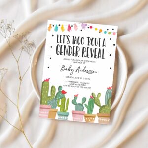 Taco bout a gender reveal invitation cactus mexican fiesta he or she boy or girl party 1