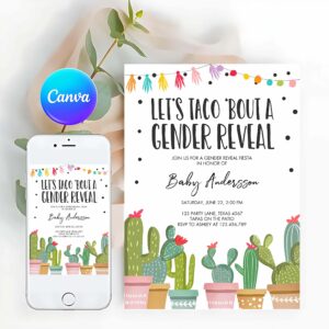 Fiesta Invitation, Taco Bout a Gender Reveal Invitation, Cactus Mexican Fiesta He or She Boy or Girl Party