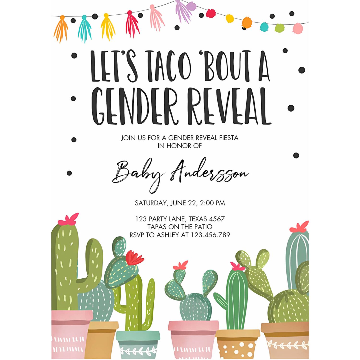 Taco bout a gender reveal invitation cactus mexican fiesta he or she boy or girl party 4